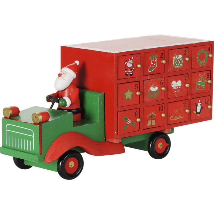 Gisela Graham - Wooden Santa Lorry Advent Calendar - 33cm